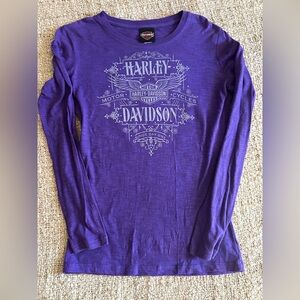 Harley Davidson Purple Cotton Long Sleeve Size M